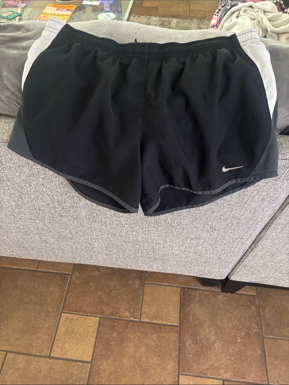 Nike Black Athletic Running Shorts with Gray Accents